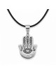 Sterling Silver Hamsa Evil Eye Necklace with Three Fishes